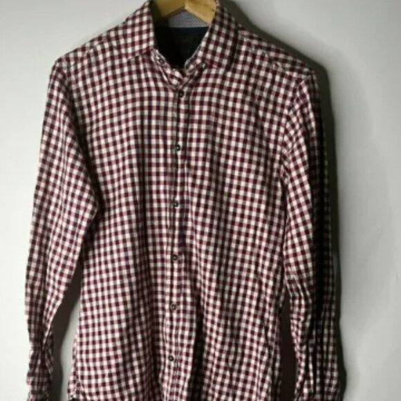 Zara Man Size XSmall Button-Down Blue/Red Plaid Shirt Tailored Fit Long Sleeves - Picture 1 of 5